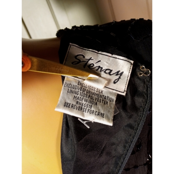 Vintage beaded silk sequined trophy top Sténay S M - Picture 10 of 10